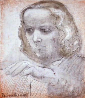 by Dame Barbara Hepworth, oil and pencil on board, 1950